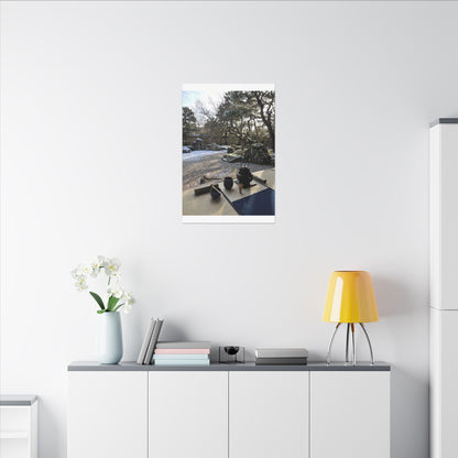 Winter Tea Ceremony Karesansui Canvas Art | Serene Decor