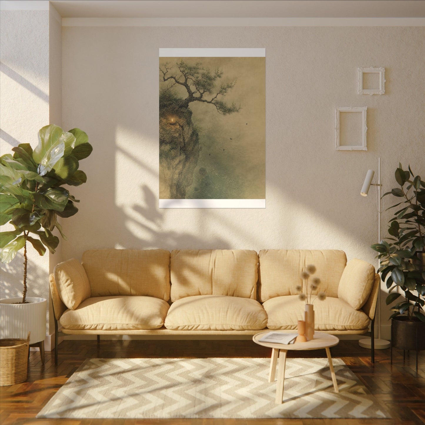 Spring Pine Tree Minimal Line Canvas Art | Earthy Decor
