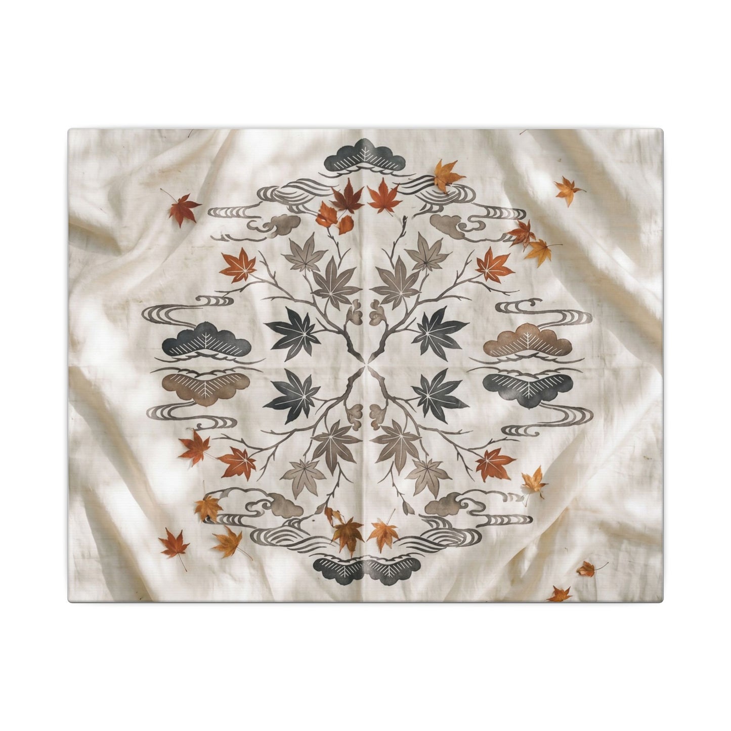 Elegant Silk Drape Canvas Art - Japanese Pattern Japandi