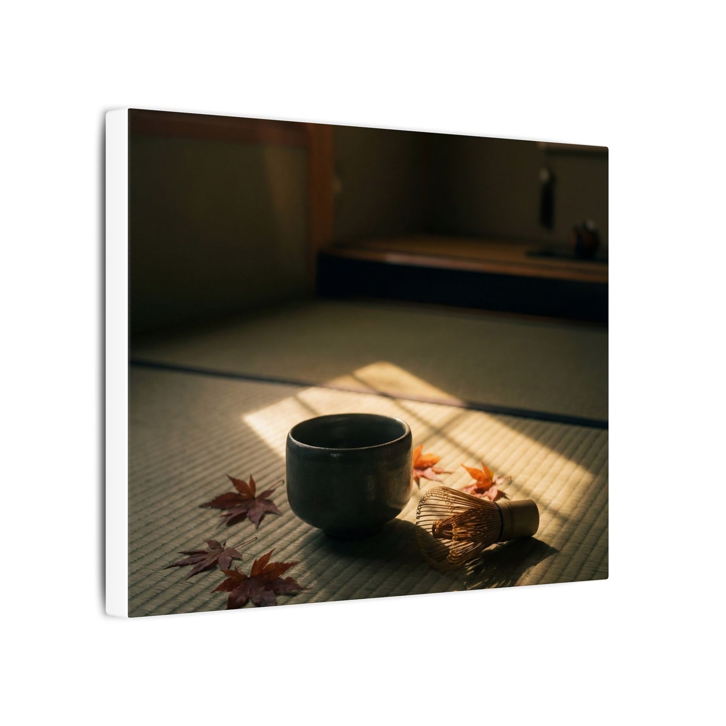 Dark Japandi Tea Ceremony in Golden Hour | Moody Minimal Canvas Art