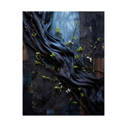 Moonlight Silk Drape Wall Art Print - Dark Japandi Datsuzoku