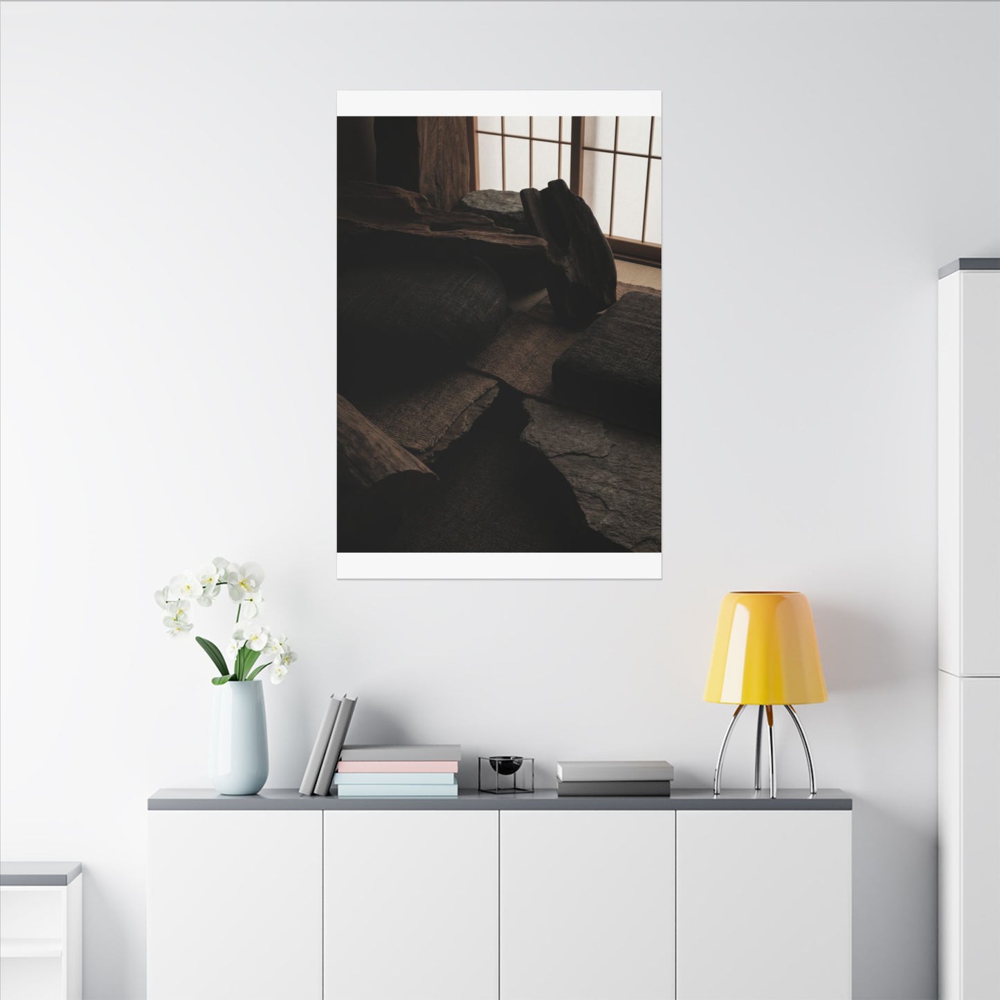 Dark Japandi Shadow Zen Canvas Art