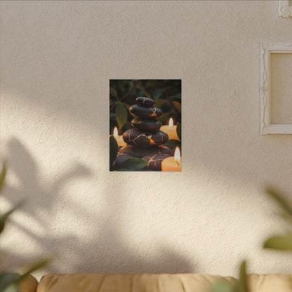 Summer River Stones Gold Vein Canvas Art | Philosophical Decor