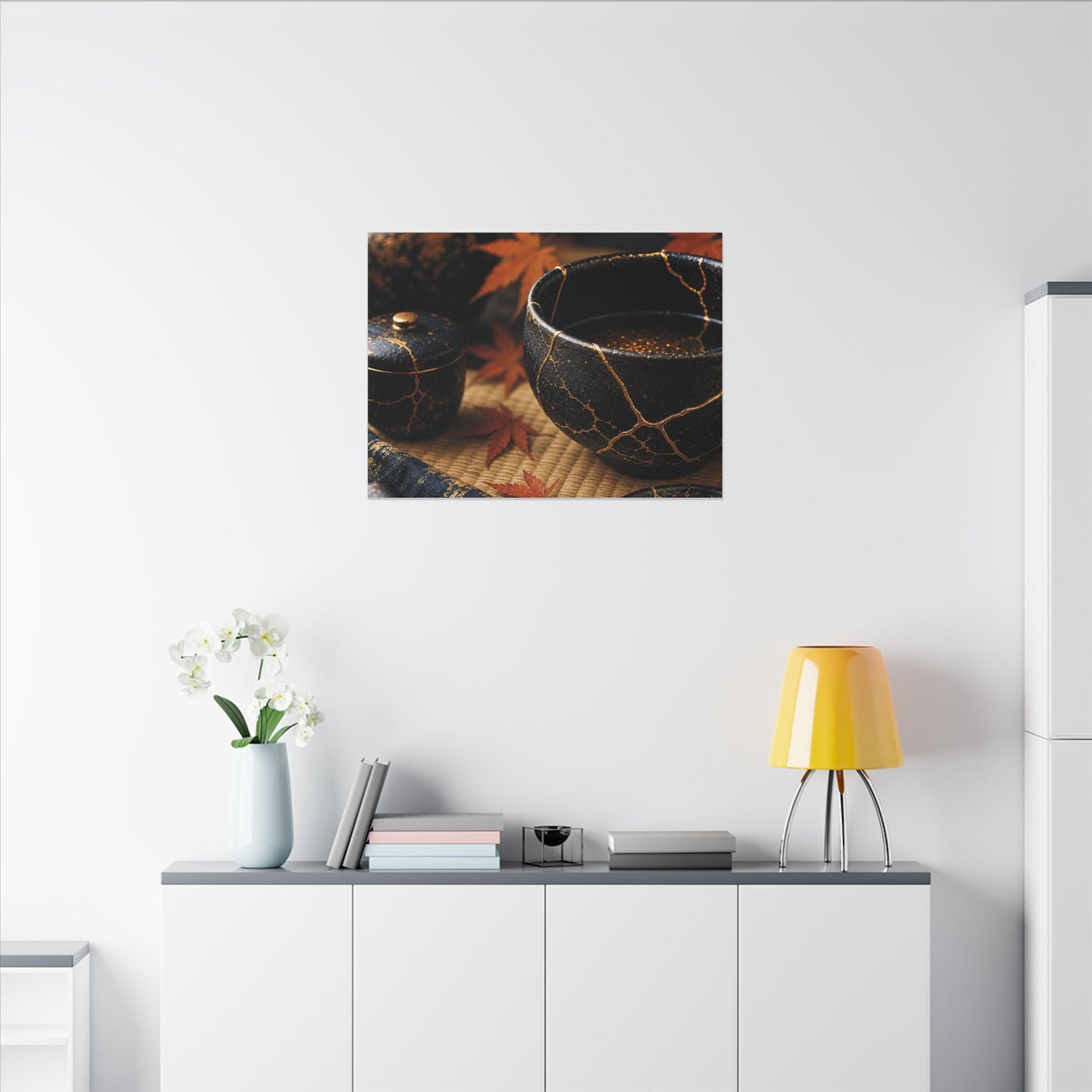 Seijaku Tea Ceremony Canvas Art - Kintsugi Gold Repair