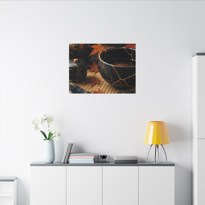 Seijaku Tea Ceremony Canvas Art - Kintsugi Gold Repair