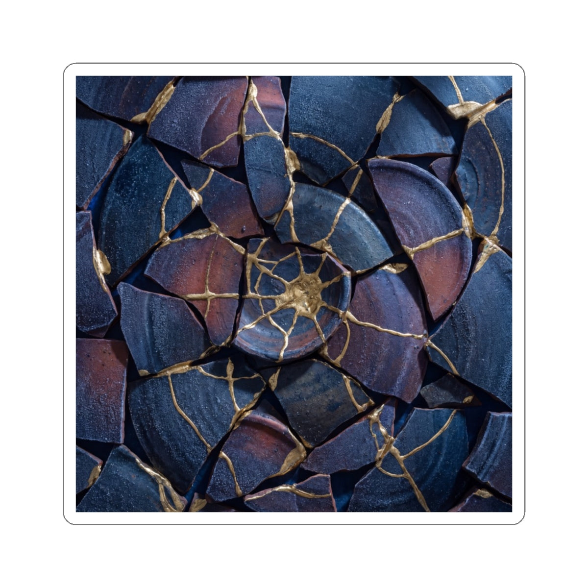 Kintsugi Broken Pottery in Moonlight | Gold Repair Sticker