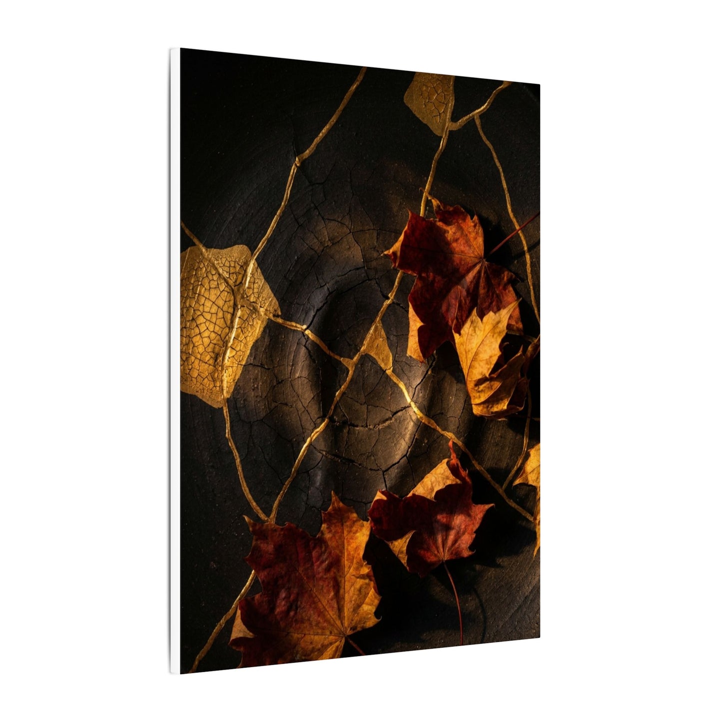 Resilient Shadow Play Canvas Art - Crackle Gold Kintsugi