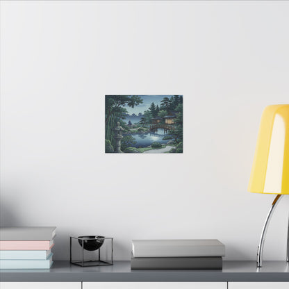 Summer Moonlit Garden Ukiyo E Inspired Canvas Art | Serene Decor
