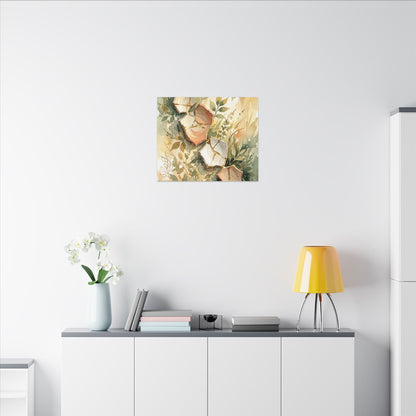 Japandi Broken Pottery in Golden Hour | Watercolor Canvas Art
