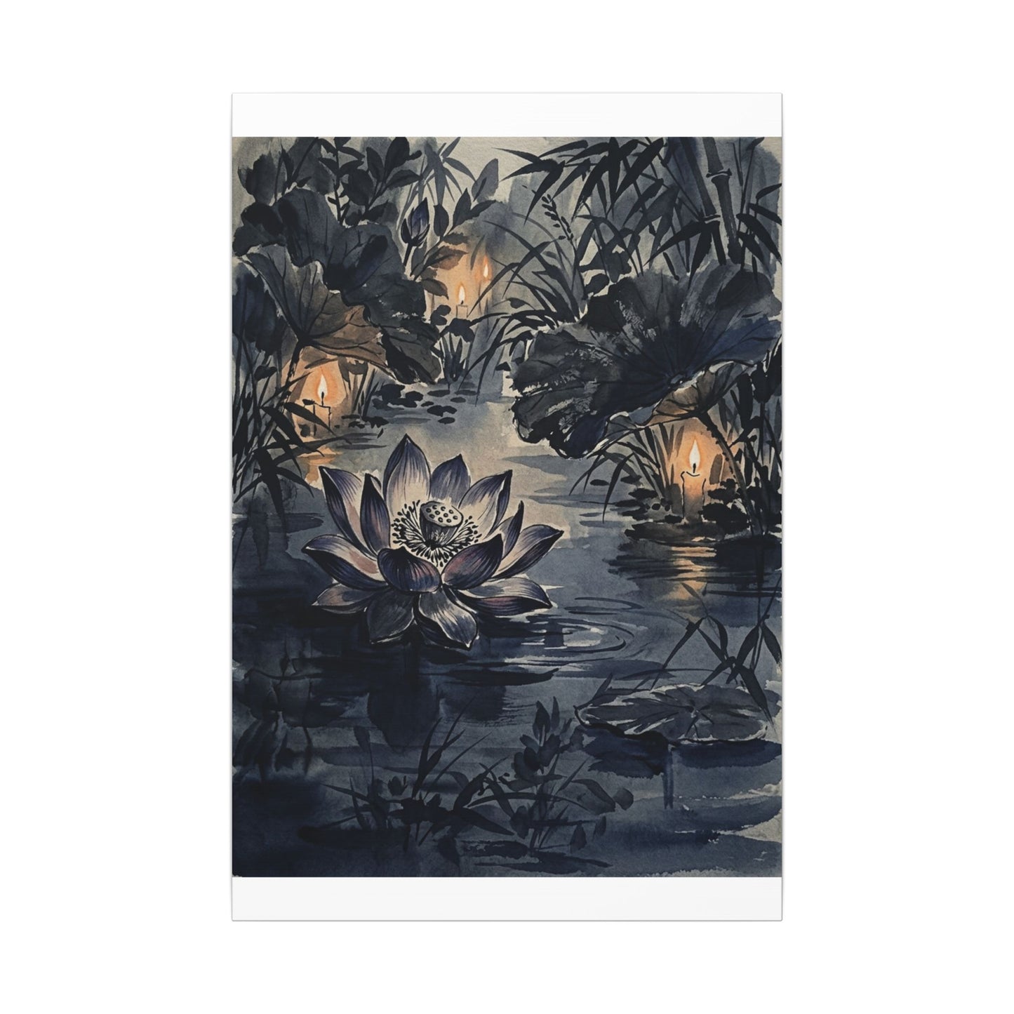 Fukinsei Lotus Flower Canvas Art - Zen Sumi E