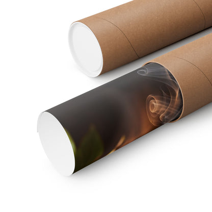 Dark Japandi Incense Smoke in Dappled | Shadow Zen Wall Art Print