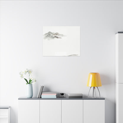 Winter Mountain Mist Minimal Line Canvas Art | Elegant Decor