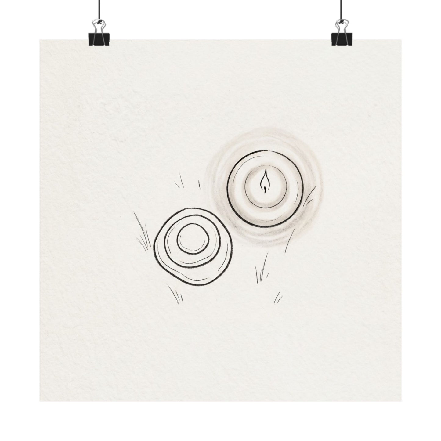 River Stones Minimal Line Wall Art Print | Neutral Japandi Art