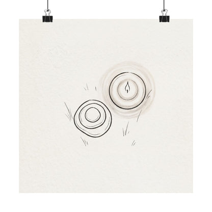 River Stones Minimal Line Wall Art Print | Neutral Japandi Art