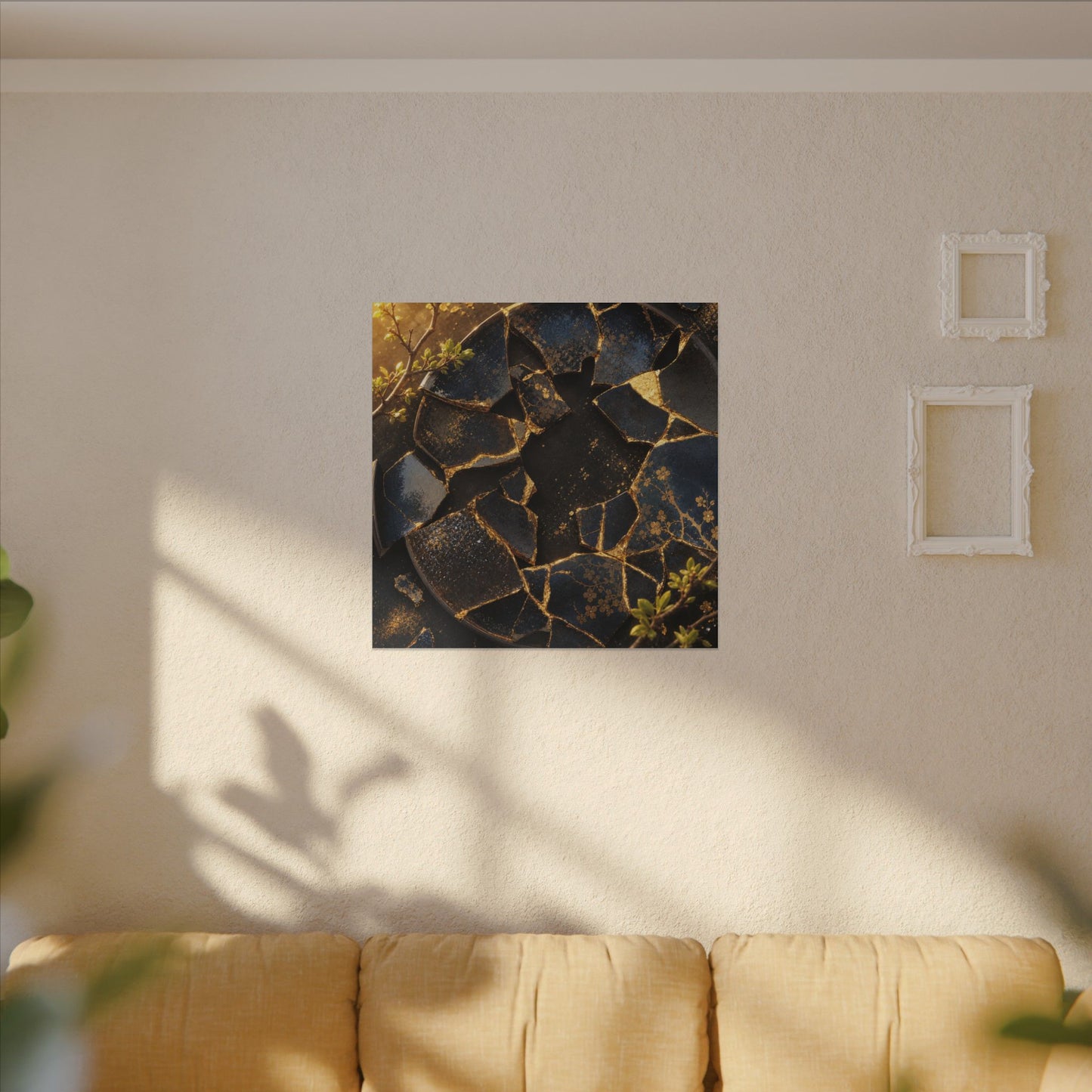 Golden Hour Broken Pottery Canvas Art - Kintsugi Ma