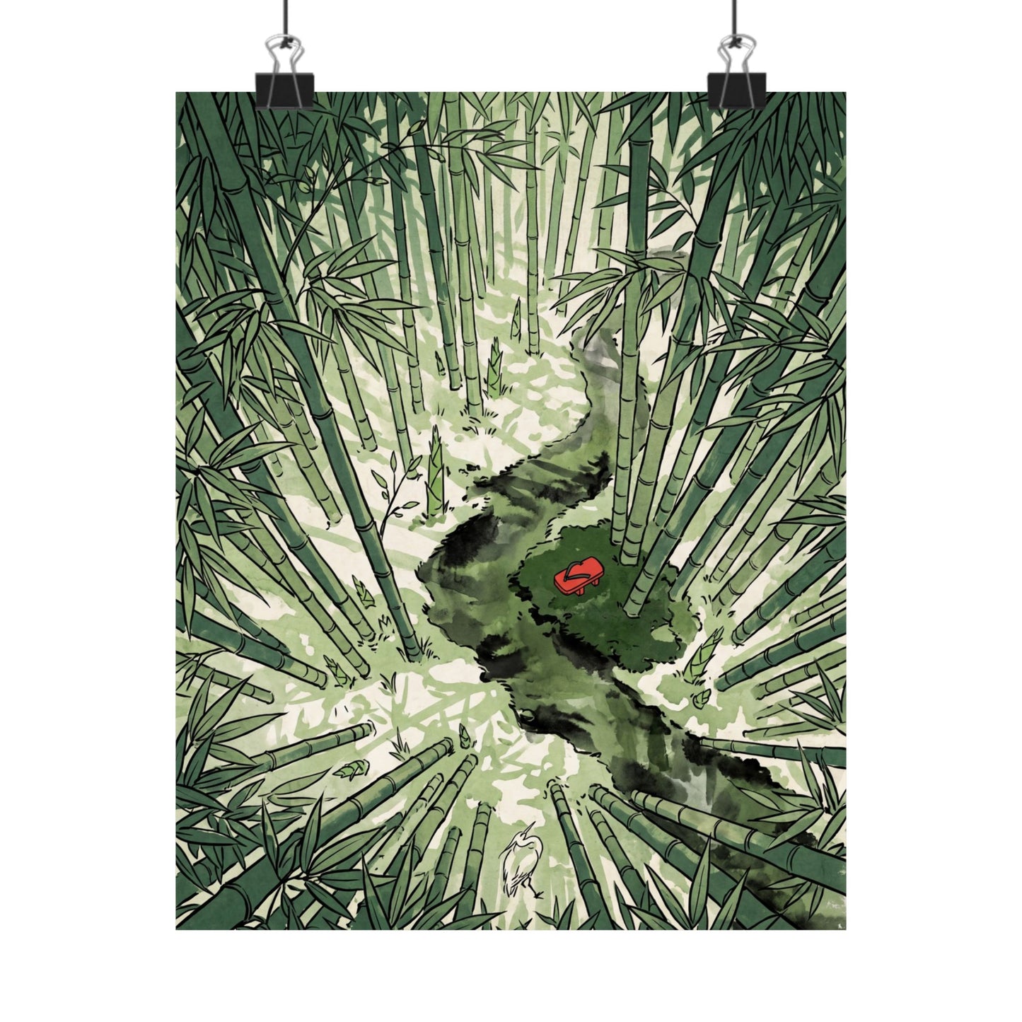 Zen Bamboo Grove in Overcast | Ukiyo E Inspired Wall Art Print