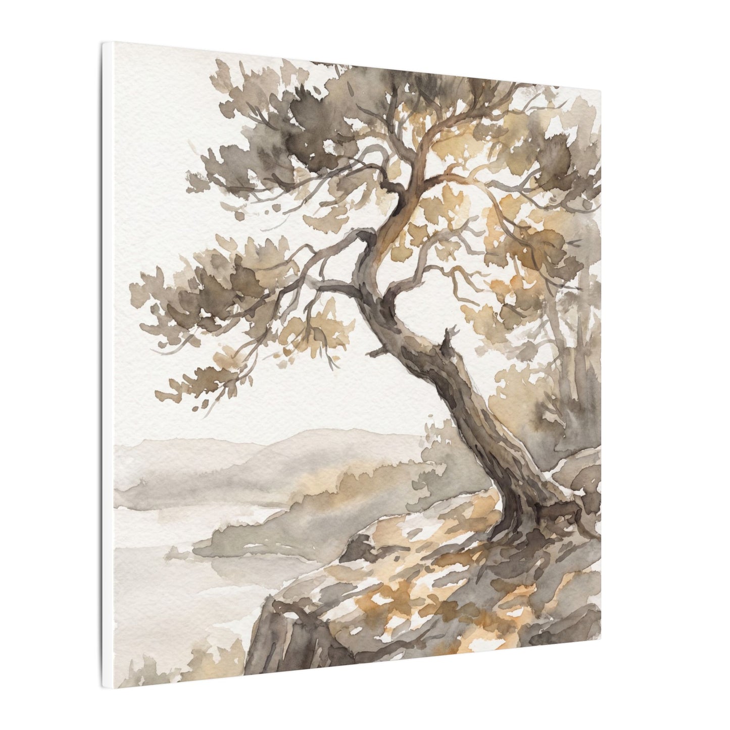 Pine Tree Watercolor Canvas Art | Elegant Japandi Art