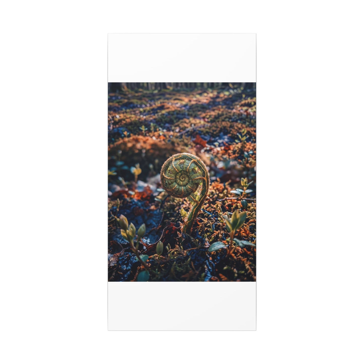 Kintsugi Fern Unfurling in Dappled | Gold Vein Canvas Art
