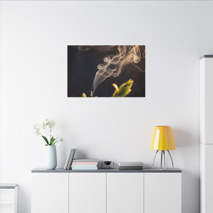 Incense Smoke Spring Canvas Art | Dark Japandi Atmospheric Design