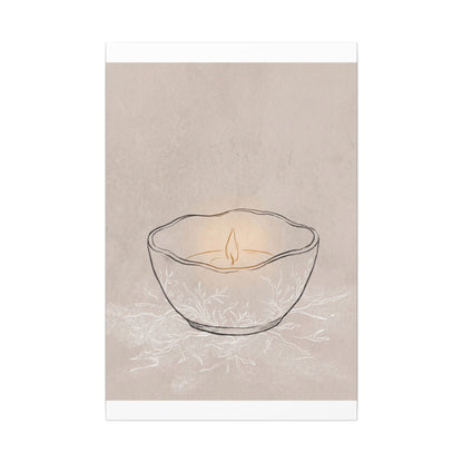 Ceramic Bowl Minimal Line Canvas Art | Neutral Japandi Art