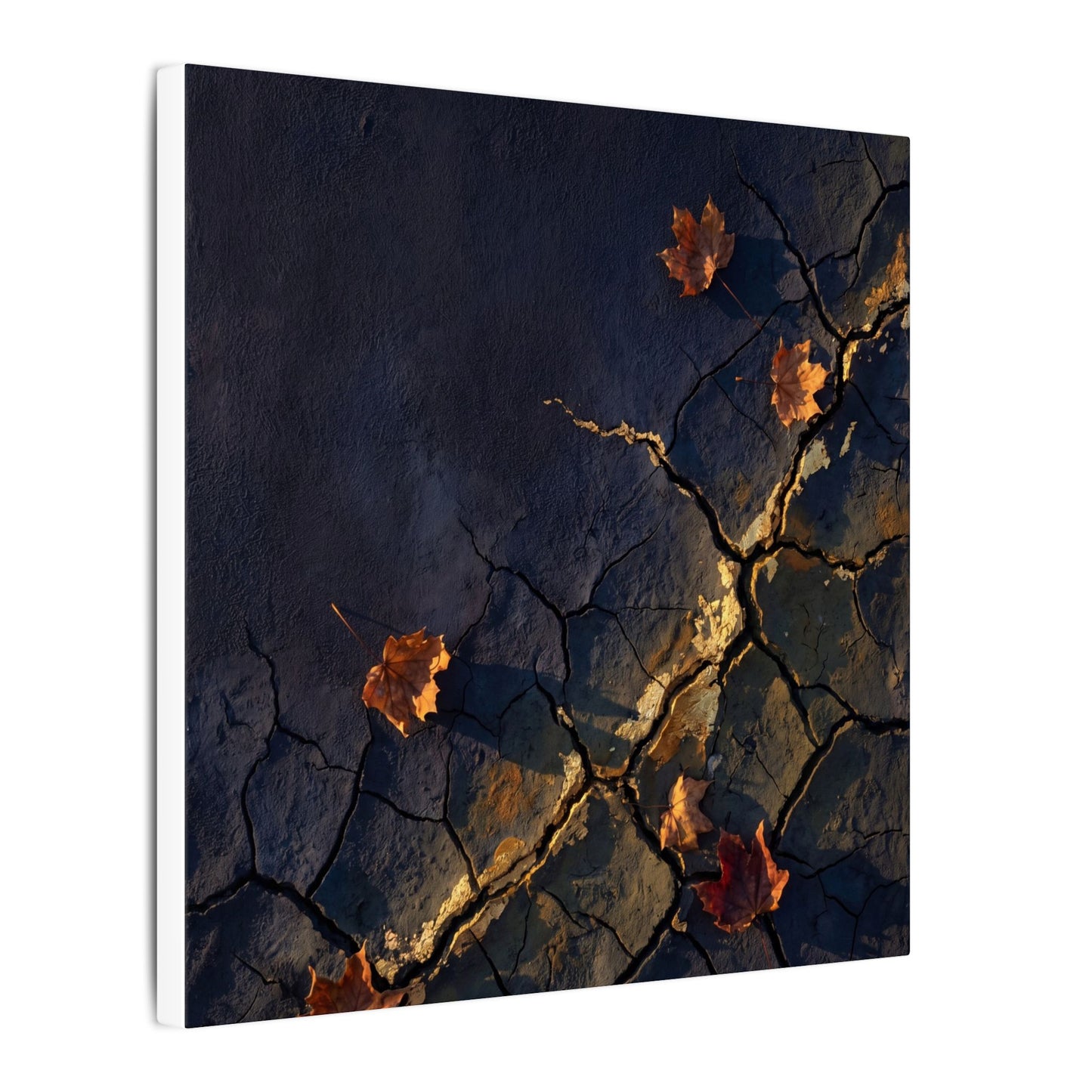 Cracked Earth Canvas Art | Autumn Dark Japandi Dark Texture Art