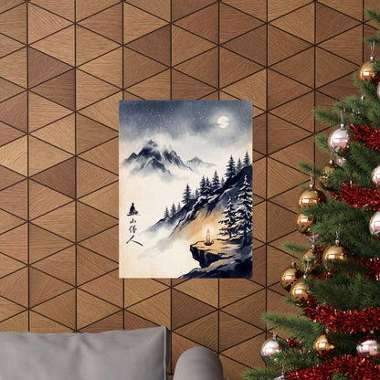 Calm Mountain Mist Wall Art Print - Ukiyo E Inspired Zen