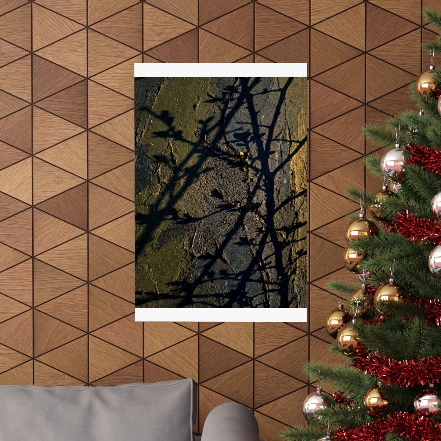 Golden Hour Shadow Play Wall Art Print - Dark Japandi Kanso