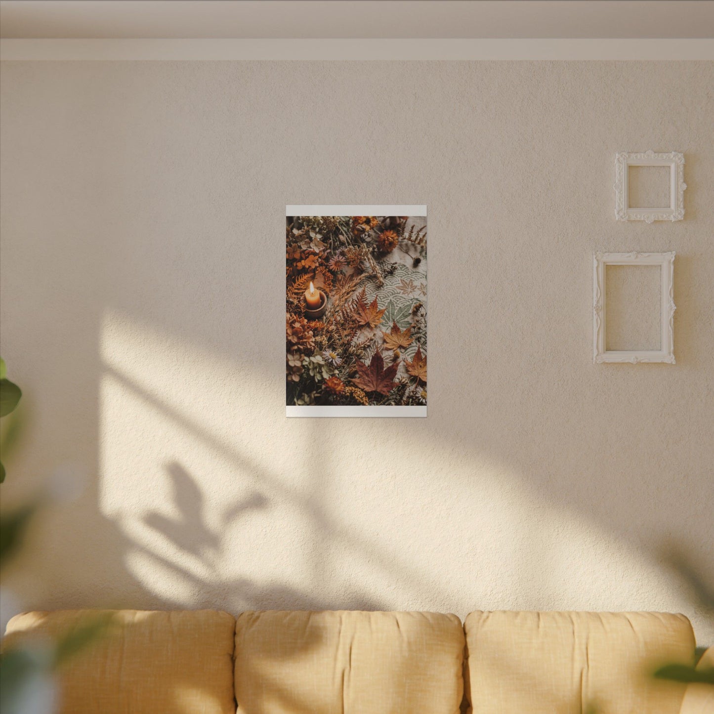 Candlelight Dried Flowers Canvas Art - Japandi Seijaku