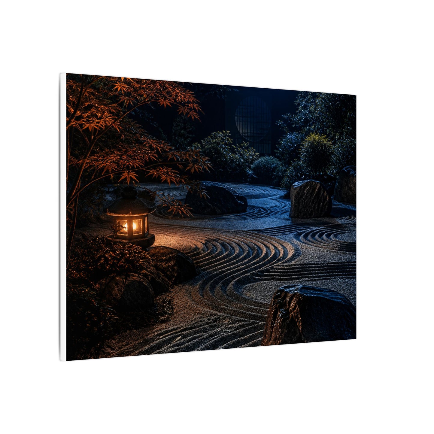 Summer Rock Garden Shadow Zen Canvas Art | Moody Decor