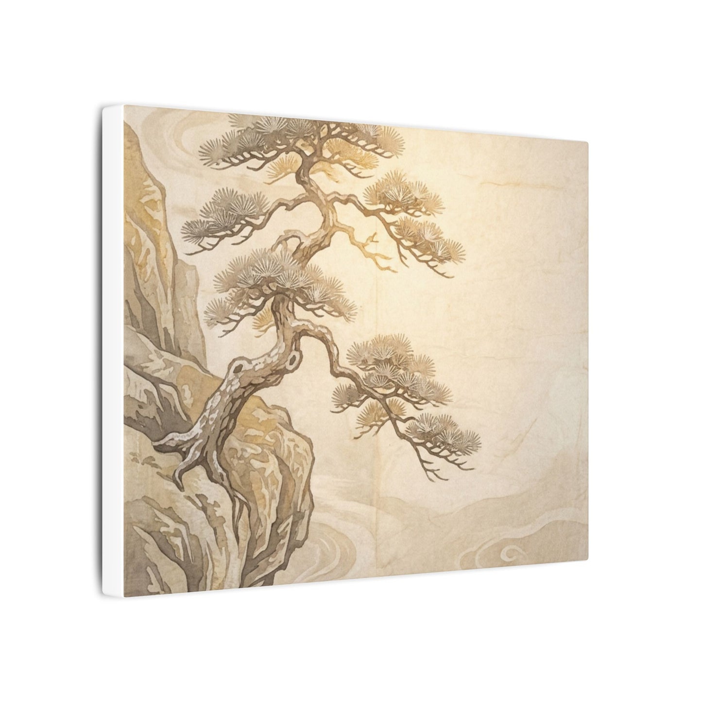 Winter Pine Tree Japanese Pattern Canvas Art | Elegant Decor