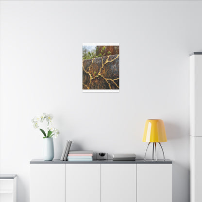 Mono No Aware Rust Patina Canvas Art - Kintsugi Gold Repair