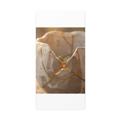 Golden Hour Broken Pottery Canvas Art - Japandi Kanso