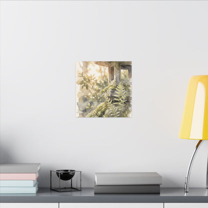 Earthy Stone Lantern Canvas Art - Watercolor Japandi