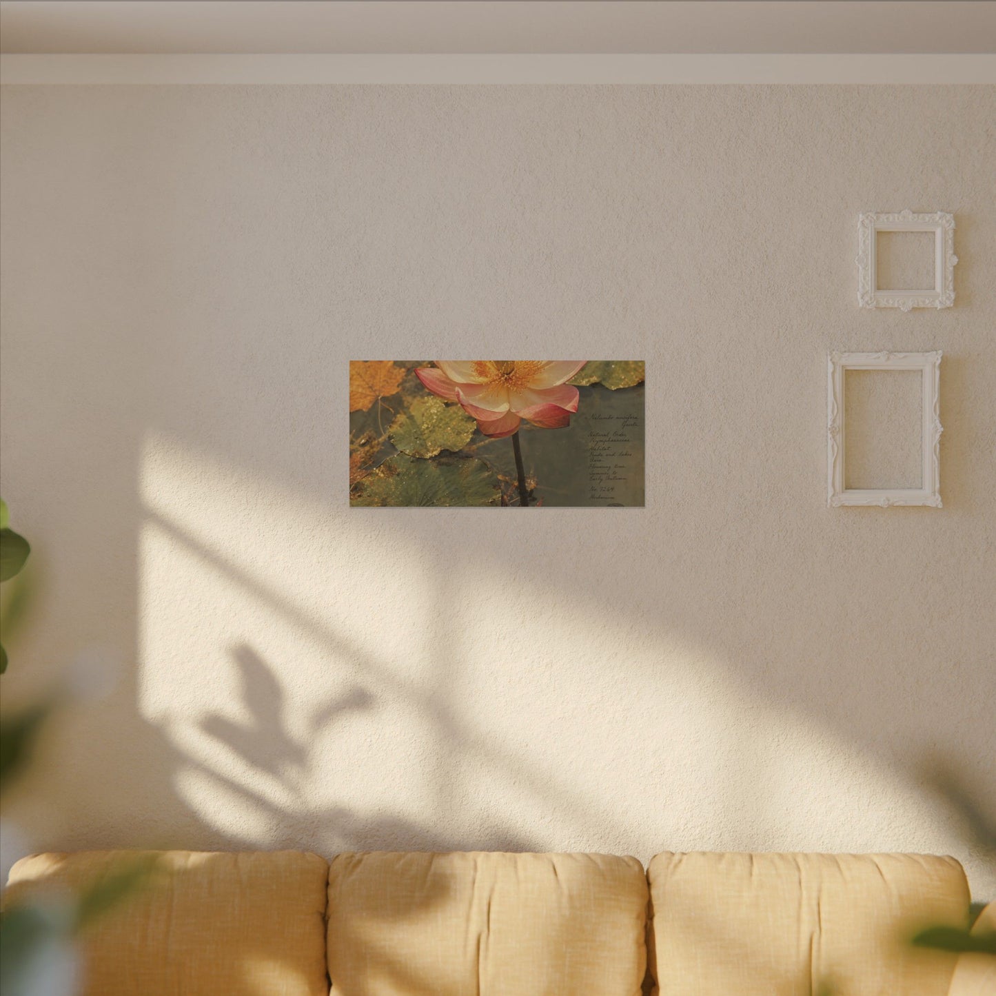 Autumn Lotus Flower Herbarium Canvas Art | Rustic Decor