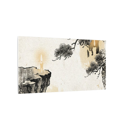 Japandi Pine Tree in Candlelight | Japanese Pattern Canvas Art