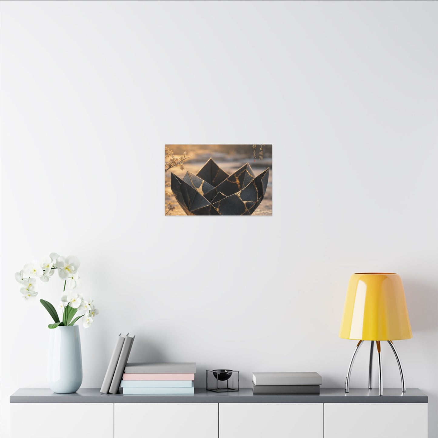 Kintsugi Paper Fold in Golden Hour | Gold Repair Canvas Art