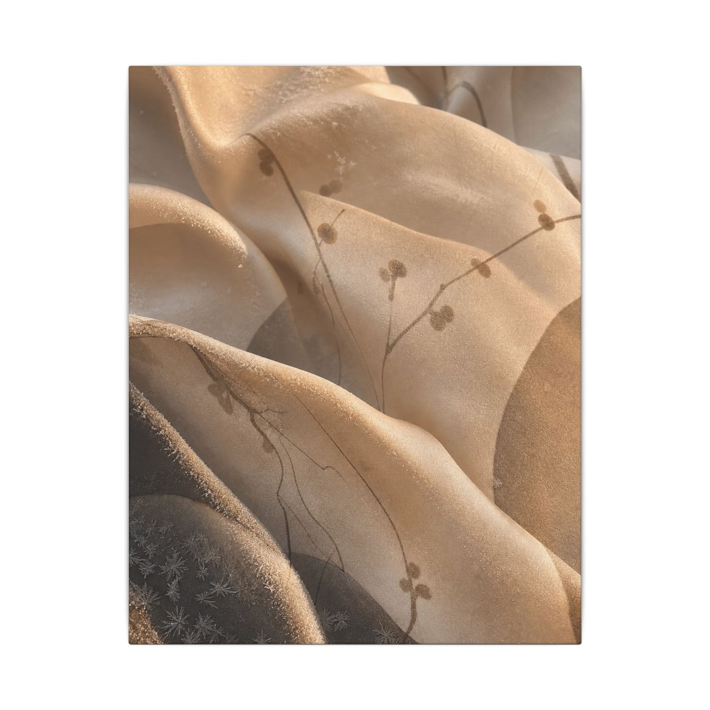 Japandi Silk Drape in Golden Hour | Japanese Pattern Canvas Art