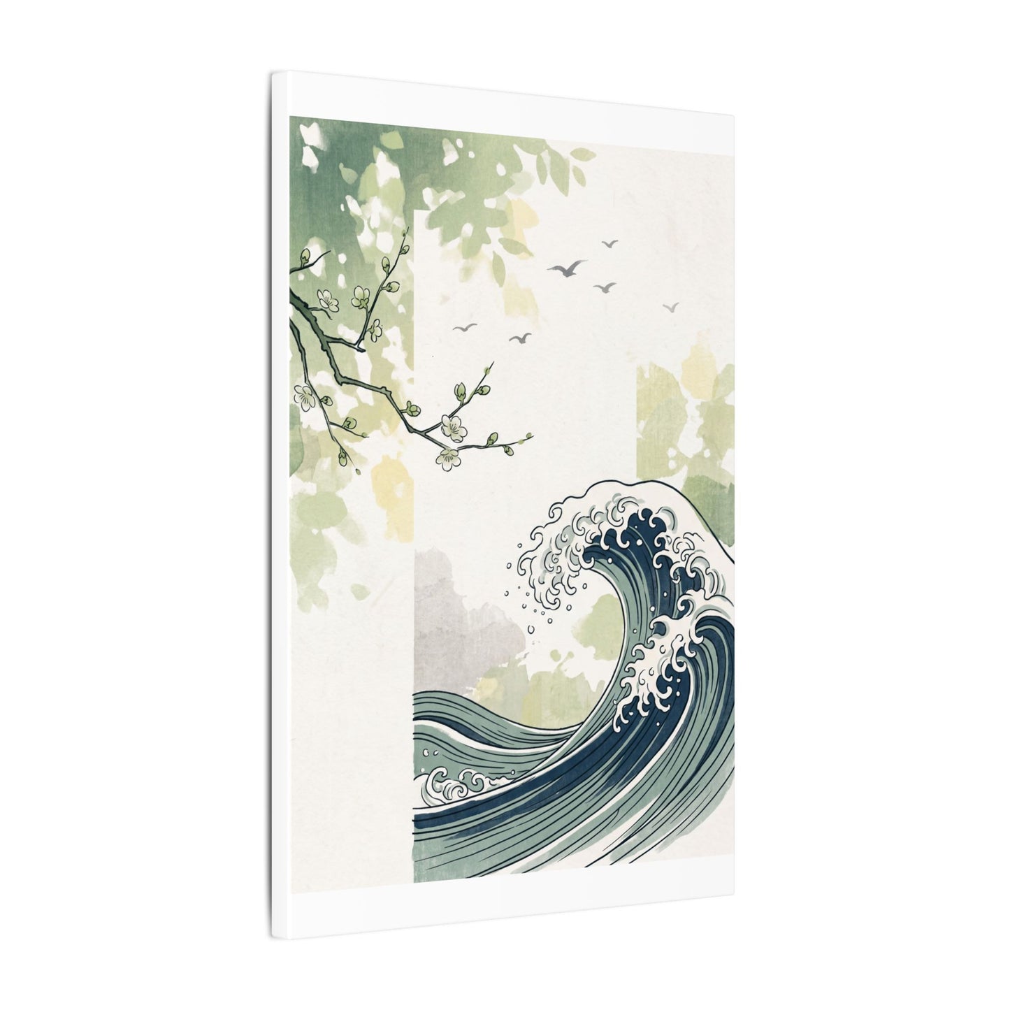 Spring Ocean Wave Ukiyo E Inspired Canvas Art | Serene Decor