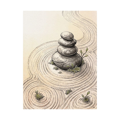 Ma River Stones Wall Art Print - Zen Karesansui