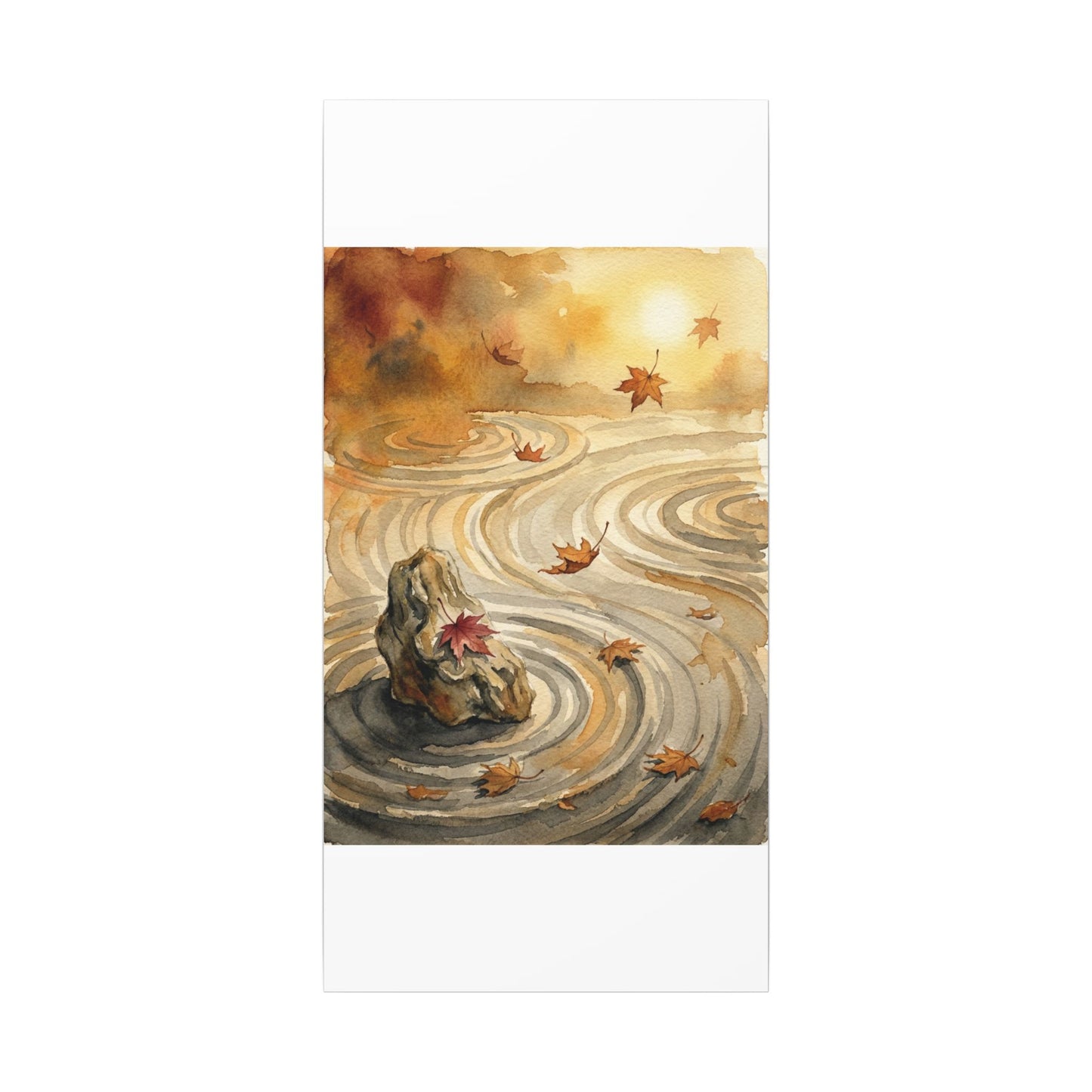 Autumn Rock Garden Watercolor Canvas Art | Neutral Decor
