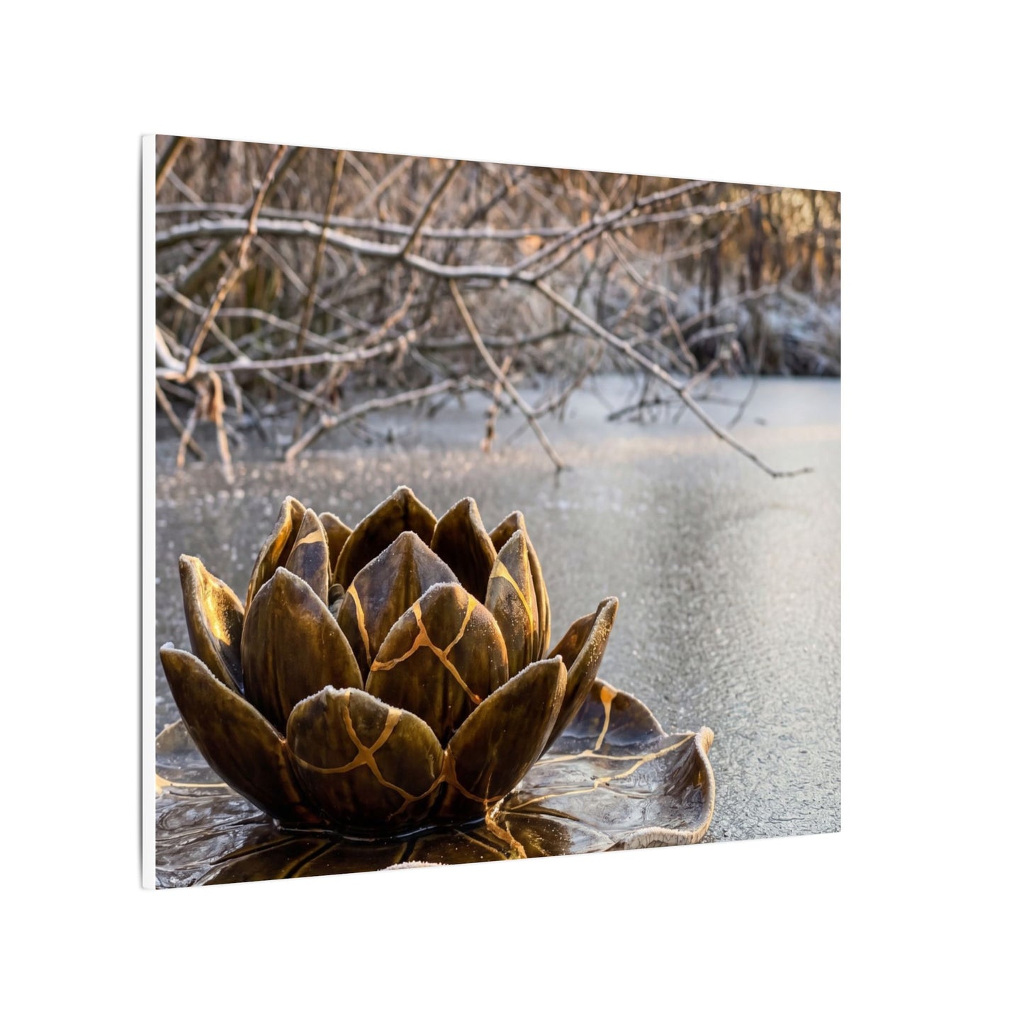 Lotus Flower Gold Repair Canvas Art | Beautiful Kintsugi Art