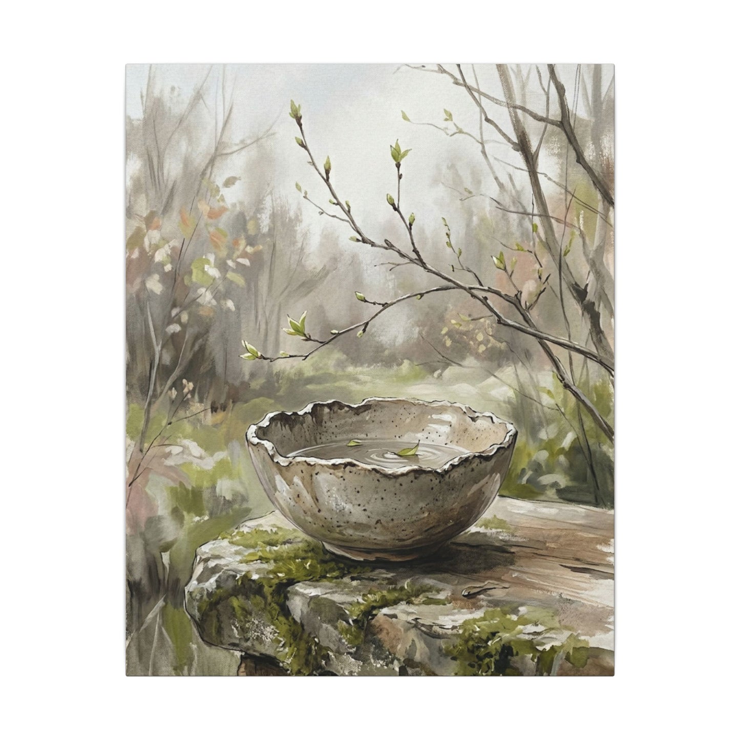 Japandi Ceramic Bowl in Overcast | Minimal Line Canvas Art