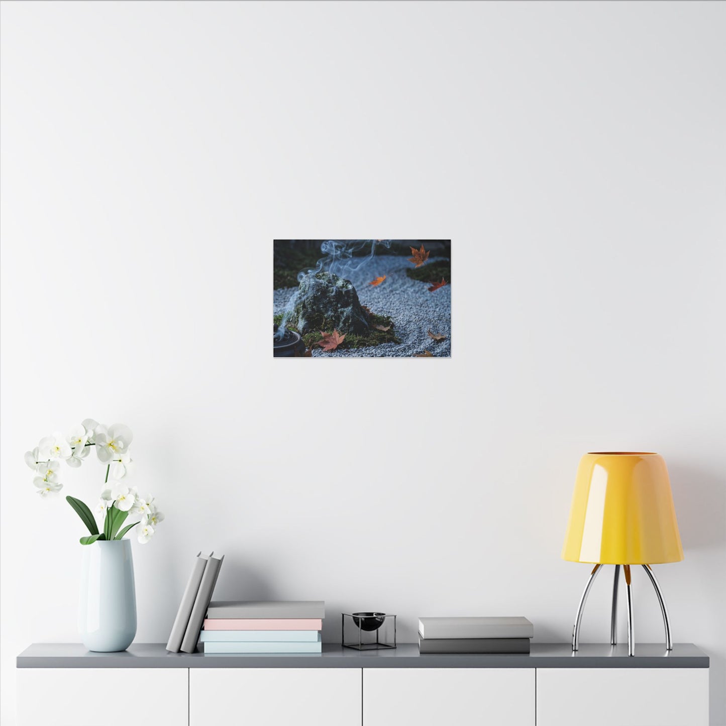 Autumn Incense Smoke Karesansui Canvas Art | Calm Decor
