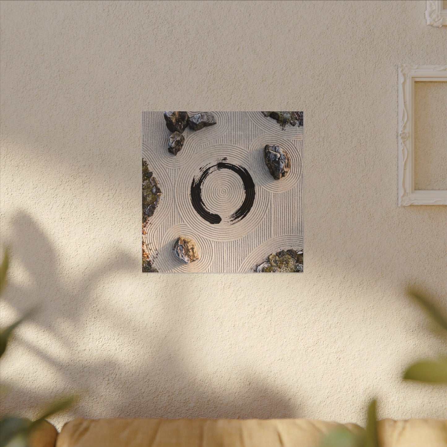 Rock Garden Canvas Art | Winter Zen Enso Art