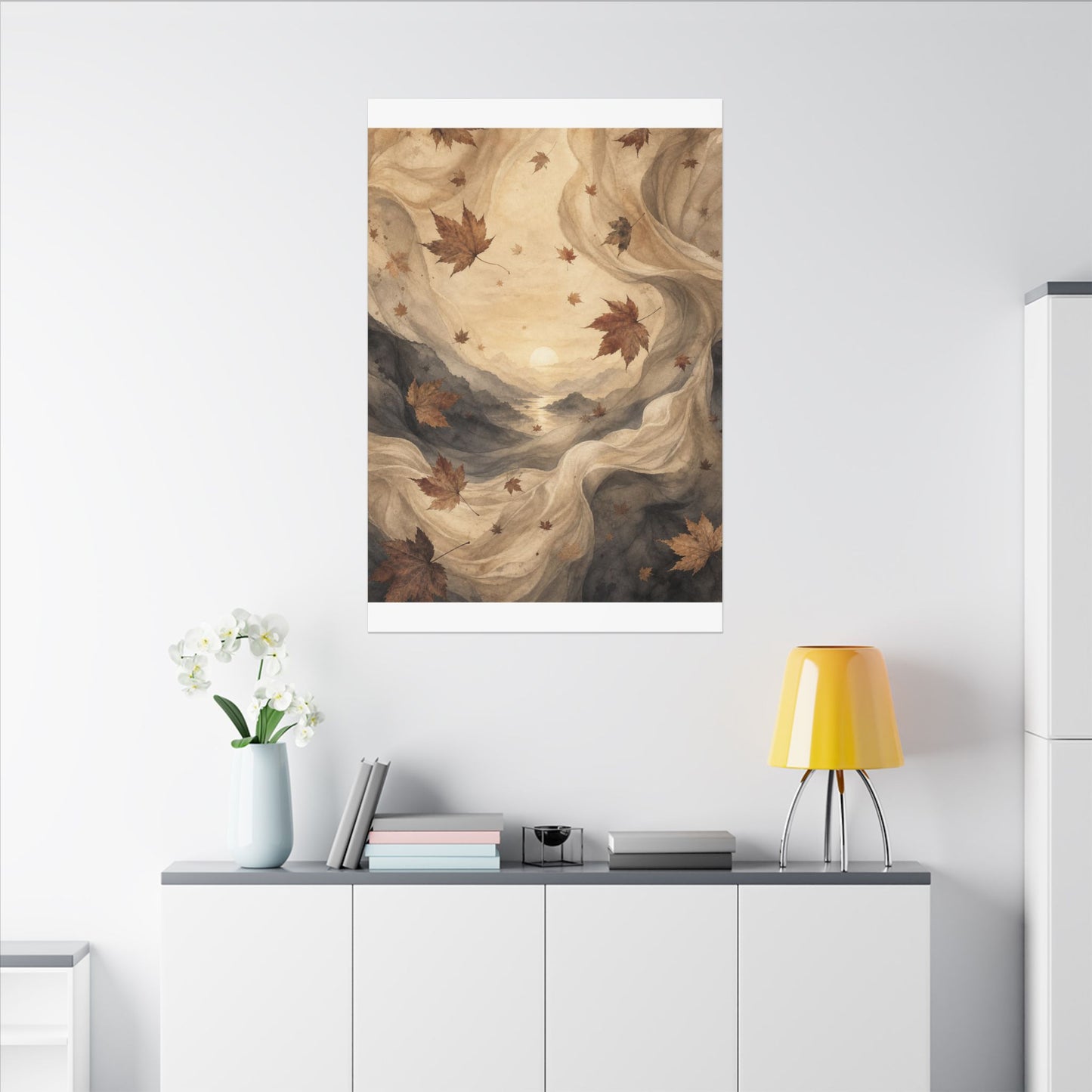 Autumn Silk Drape Watercolor Canvas Art | Earthy Decor
