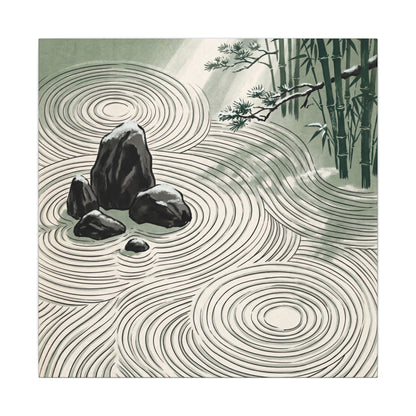 Shibui Rock Garden Canvas Art - Zen Ukiyo E Inspired