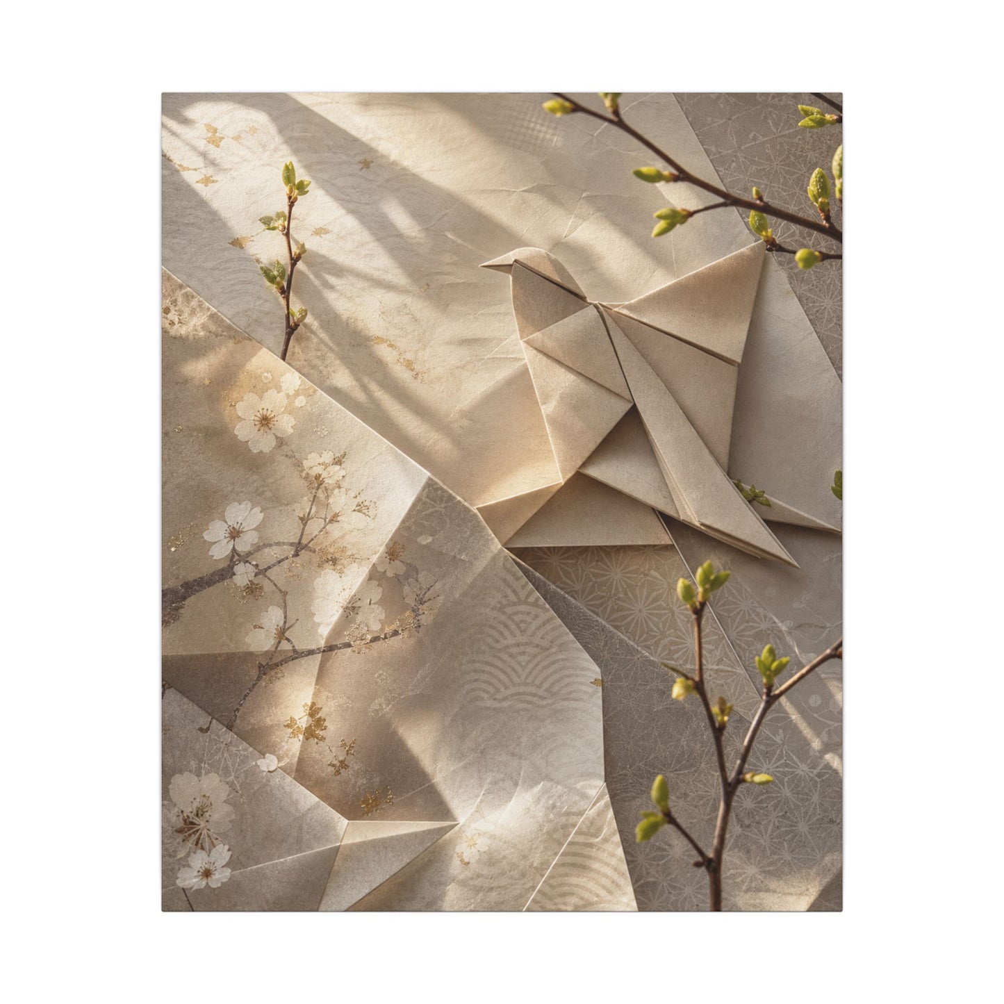Golden Hour Paper Fold Canvas Art - Japandi Fukinsei
