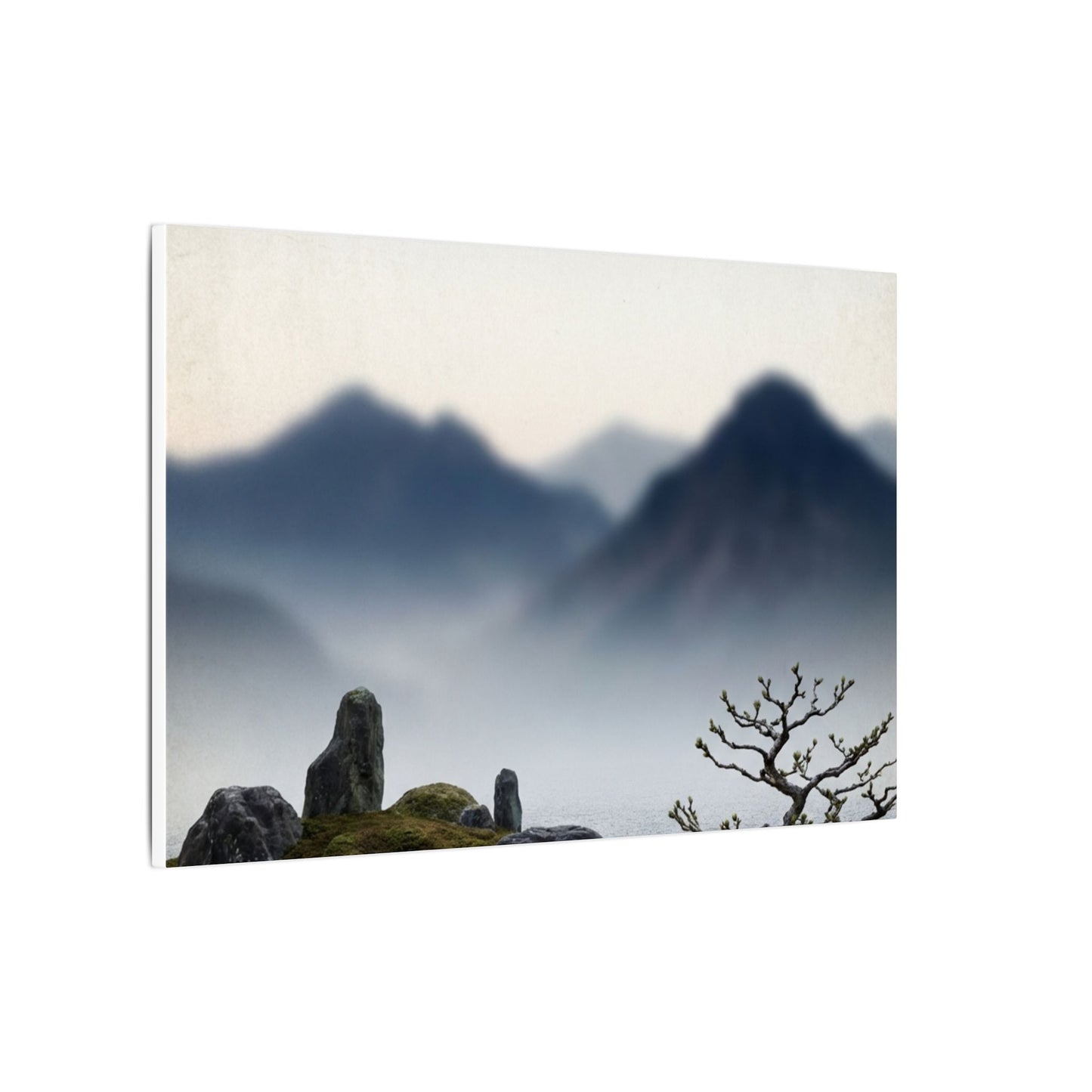 Mountain Mist Karesansui Canvas Art | Contemplative Zen Art