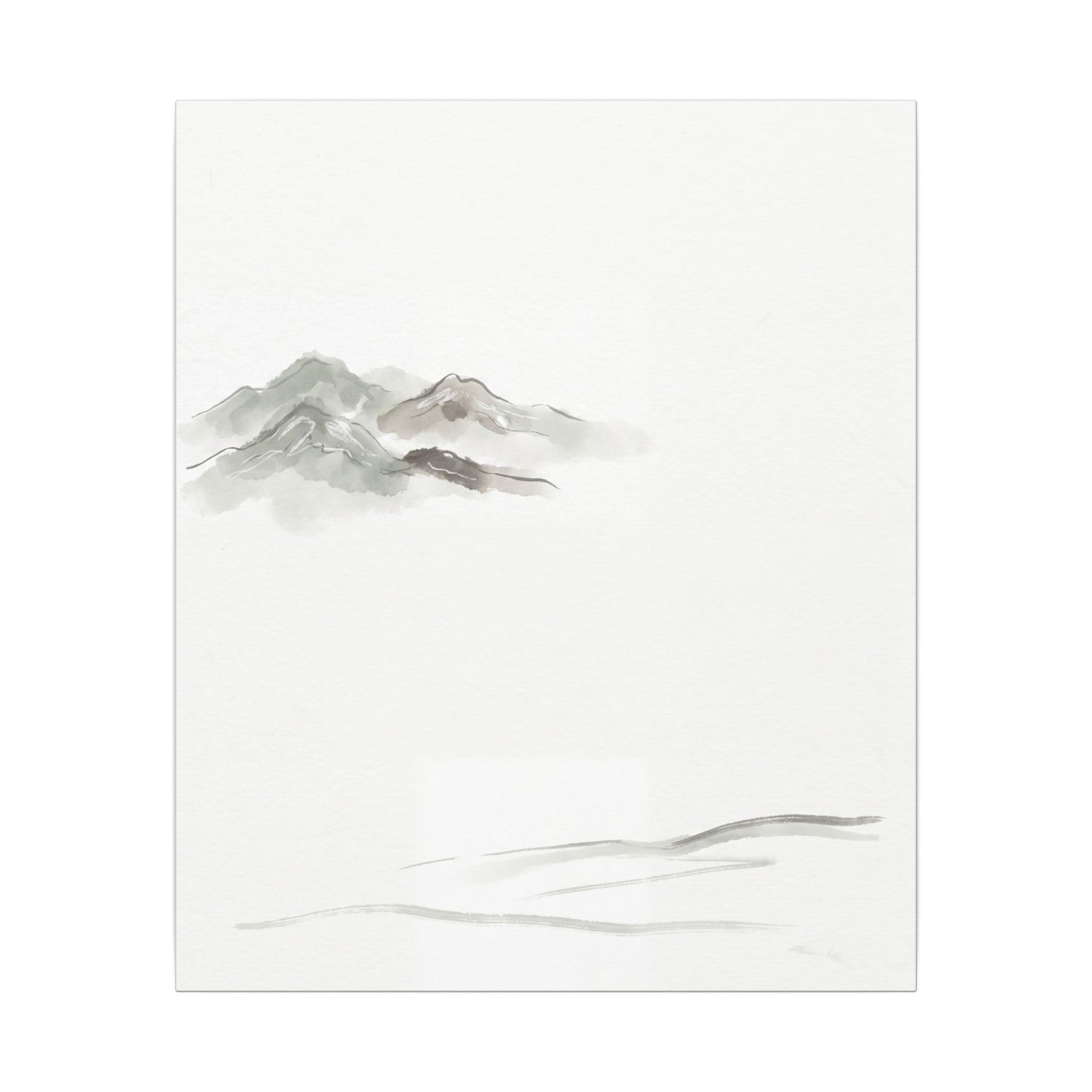 Winter Mountain Mist Minimal Line Canvas Art | Elegant Decor