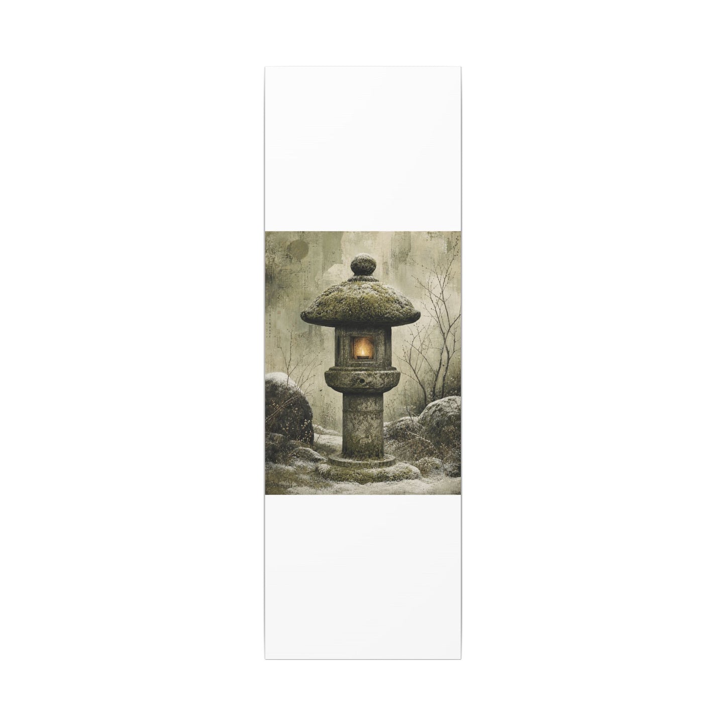 Stone Lantern Winter Canvas Art | Japandi Neutral Design